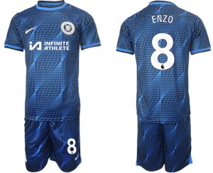 Chelsea Enzo Fernández #8 Uit tenue Voetbalshirts 2023-24 Korte Mouw (+ Korte broeken)