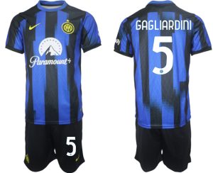 Inter Milan Roberto Gagliardini #5 Thuis tenue Voetbalshirts 2023-24 Korte Mouw (+ Korte broeken)