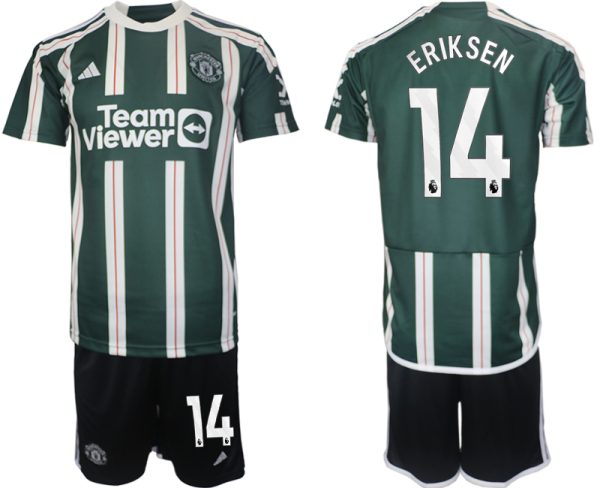 Manchester United Christian Eriksen #14 Uit tenue Voetbalshirts 2023-24 Korte Mouw (+ Korte broeken)