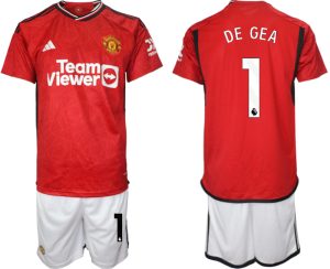 Manchester United David de Gea #1 Thuis tenue Voetbalshirts 2023-24 Korte Mouw (+ Korte broeken)