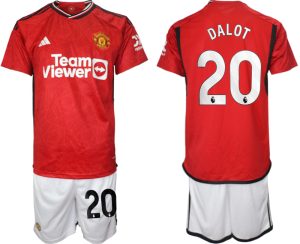 Manchester United Diogo Dalot #20 Thuis tenue Voetbalshirts 2023-24 Korte Mouw (+ Korte broeken)