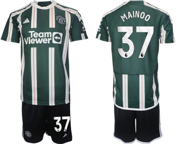 Manchester United Kobbie Mainoo #37 Uit tenue Voetbalshirts 2023-24 Korte Mouw (+ Korte broeken)