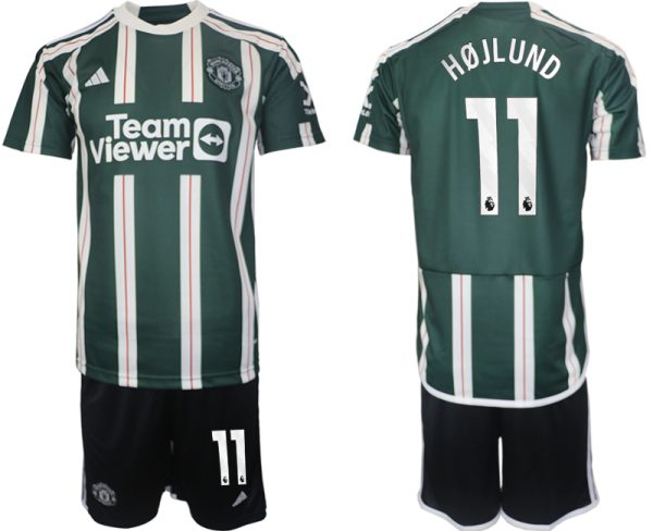 Manchester United Rasmus Hojlund #11 Uit tenue Voetbalshirts 2023-24 Korte Mouw (+ Korte broeken)