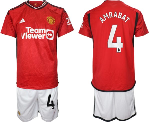 Manchester United Sofyan Amrabat #4 Thuis tenue Voetbalshirts 2023-24 Korte Mouw (+ Korte broeken)