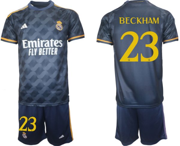 Real Madrid David Beckham #23 Uit tenue Voetbalshirts 2023-24 Korte Mouw (+ Korte broeken)