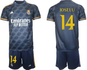 Real Madrid Joselu #14 Uit tenue Voetbalshirts 2023-24 Korte Mouw (+ Korte broeken)