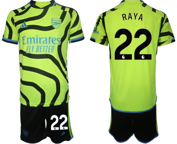 Arsenal David Raya #22 Uit tenue Voetbalshirts 2023-24 Korte Mouw (+ Korte broeken)