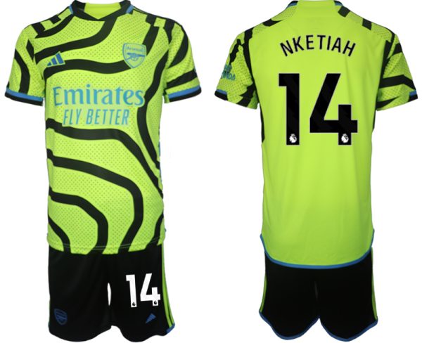 Arsenal Eddie Nketiah #14 Uit tenue Voetbalshirts 2023-24 Korte Mouw (+ Korte broeken)