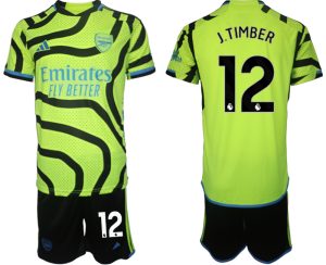 Arsenal Jurrien Timber #12 Uit tenue Voetbalshirts 2023-24 Korte Mouw (+ Korte broeken)