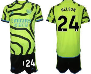 Arsenal Reiss Nelson #24 Uit tenue Voetbalshirts 2023-24 Korte Mouw (+ Korte broeken)