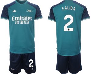 Arsenal William Saliba #2 Derde tenue Voetbalshirts 2023-24 Korte Mouw (+ Korte broeken)