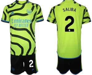 Arsenal William Saliba #2 Uit tenue Voetbalshirts 2023-24 Korte Mouw (+ Korte broeken)