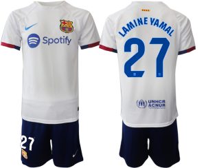 Barcelona Lamine Yamal #27 Uit tenue 2023-24 Korte Mouw (+ Korte broeken)