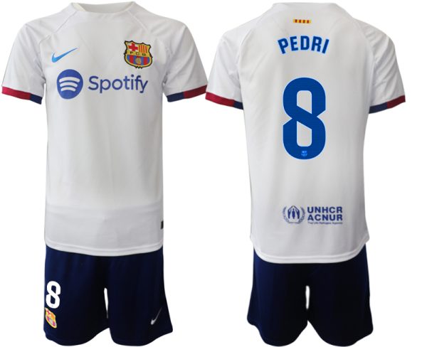 Barcelona Pedri #8 Uit tenue 2023-24 Korte Mouw (+ Korte broeken)