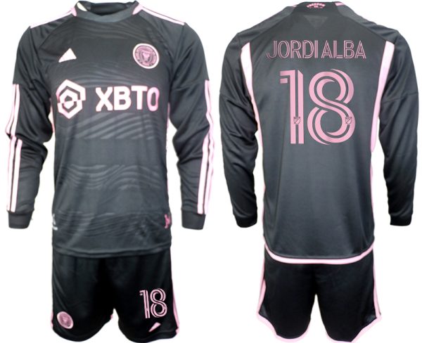 Inter Miami Jordi Alba #18 Uit tenue Mensen 2023-24 Lange Mouwen (+ Korte broeken) Voetbalshirts