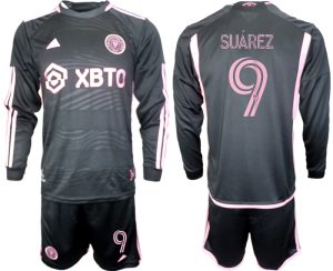 Inter Miami Luis Suarez #9 Uit tenue Mensen 2023-24 Lange Mouwen (+ Korte broeken) Voetbalshirts