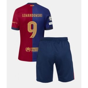 Barcelona Robert Lewandowski #9 Thuis tenue Kinder 2024-25 Voetbalshirts Korte Mouw (+ Korte broeken)