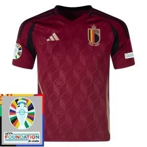 EK 2024 België Thuis tenue Voetbalshirts Korte Mouw Patch