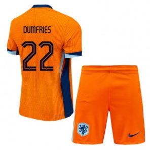 EK 2024 Kinder Nederland Denzel Dumfries #22 Thuis tenue Korte Mouw (+ Korte broeken)