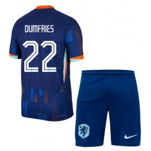 EK 2024 Kinder Nederland Denzel Dumfries #22 Uit tenue Korte Mouw (+ Korte broeken)