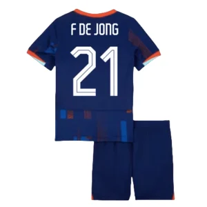 EK 2024 Kinder Nederland Frenkie de Jong #21 Uit tenue Korte Mouw (+ Korte broeken)