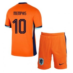 EK 2024 Kinder Nederland Memphis Depay #10 Thuis tenue Korte Mouw (+ Korte broeken)