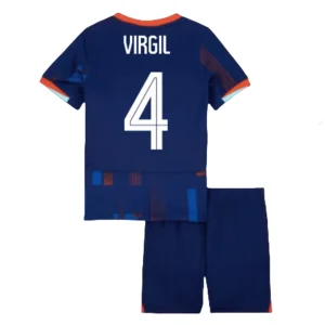 EK 2024 Kinder Nederland Virgil van Dijk #4 Uit tenue Korte Mouw (+ Korte broeken)