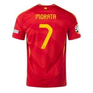 EK 2024 Spanje Thuis tenue Alvaro Morata #7 Voetbalshirts Korte Mouw Patch