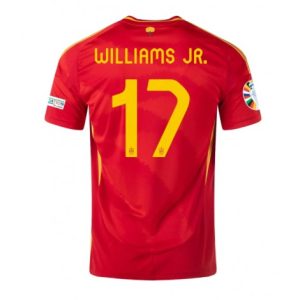 EK 2024 Spanje Thuis tenue Nico Williams #17 Voetbalshirts Korte Mouw Patch