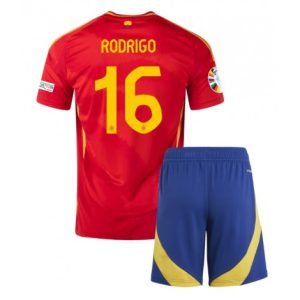 EK 2024 Spanje Thuis tenue Rodri Hernandez #16 Kinder Voetbalshirts Korte Mouw (+ Korte broeken) Patch