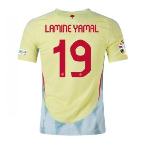 EK 2024 Spanje Uit tenue Lamine Yamal #19 Voetbalshirts Korte Mouw Patch