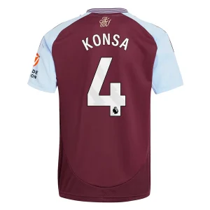 Koop Goedkope Aston Villa 2024/25 Ezri Konsa #4 Thuis tenue Korte Mouwen Online