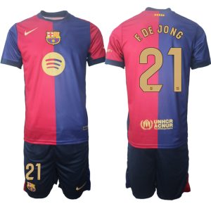 Koop Goedkope FC Barcelona 2024/25 Frenkie de Jong #21 Thuis tenue Korte Mouw (+ Korte broeken) Online