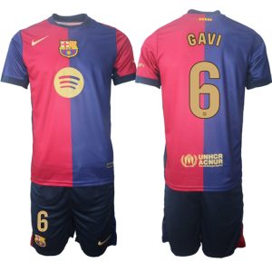 Koop Goedkope FC Barcelona 2024/25 Gavi #6 Thuis tenue Korte Mouw (+ Korte broeken) Online