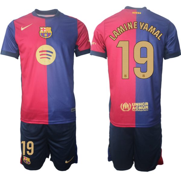 Koop Goedkope FC Barcelona 2024/25 Lamine Yamal #19 Thuis tenue Korte Mouw (+ Korte broeken) Online