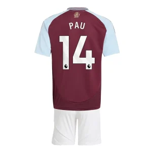 Koop Goedkope Kinder Aston Villa 2024/25 Pau Torres #14 Thuis tenue Korte Mouw (+ Korte broeken) Online