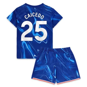 Koop Goedkope Kinder Chelsea 2024/25 Moises Caicedo #25 Thuis tenue Korte Mouw (+ Korte broeken) Online