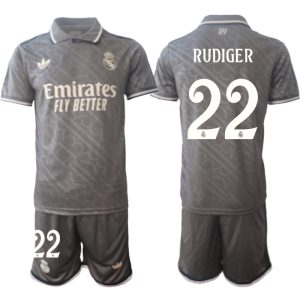 Koop Goedkope Real Madrid 2024/25 Antonio Rudiger #22 Derde tenue Korte Mouw (+ Korte broeken) Online