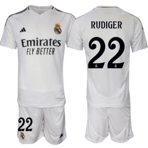 Koop Goedkope Real Madrid 2024/25 Antonio Rudiger #22 Thuis tenue Korte Mouw (+ Korte broeken) Online