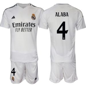 Koop Goedkope Real Madrid 2024/25 David Alaba #4 Thuis tenue Korte Mouw (+ Korte broeken) Online