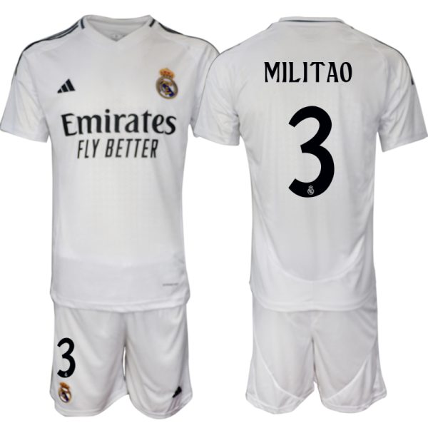 Koop Goedkope Real Madrid 2024/25 Eder Militao #3 Thuis tenue Korte Mouw (+ Korte broeken) Online