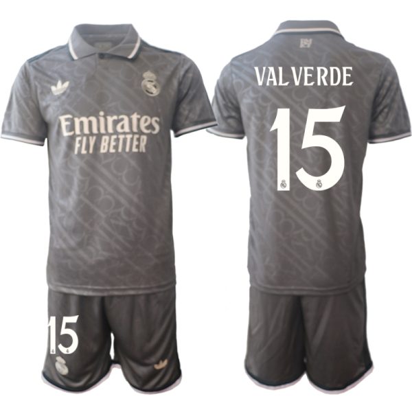 Koop Goedkope Real Madrid 2024/25 Federico Valverde #15 Derde tenue Korte Mouw (+ Korte broeken) Online