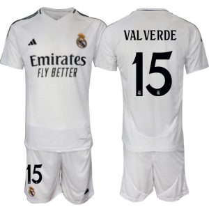 Koop Goedkope Real Madrid 2024/25 Federico Valverde #15 Thuis tenue Korte Mouw (+ Korte broeken) Online