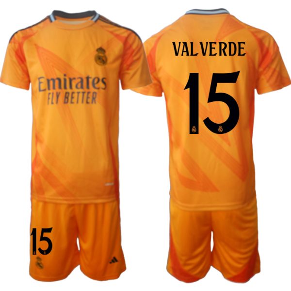 Koop Goedkope Real Madrid 2024/25 Federico Valverde #15 Uit tenue Korte Mouw (+ Korte broeken) Online