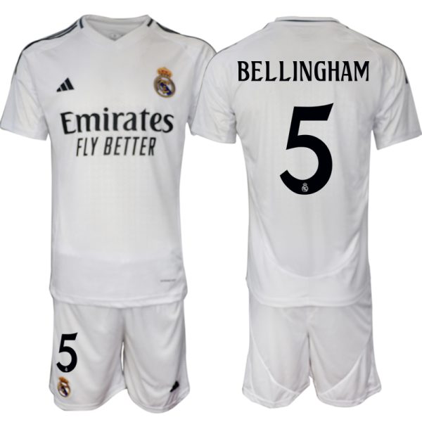 Koop Goedkope Real Madrid 2024/25 Jude Bellingham #5 Thuis tenue Korte Mouw (+ Korte broeken) Online